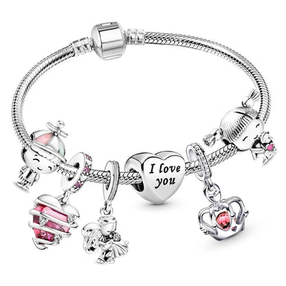 Luckacco Romantic Style Jewelry Charm Bracelets With Family Love Beads Bracelet For Women Couples Pulseras Jewelry Gift Special Offer