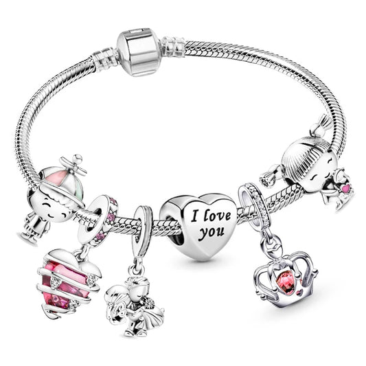 Luckacco Romantic Style Jewelry Charm Bracelets With Family Love Beads Bracelet For Women Couples Pulseras Jewelry Gift Special Offer