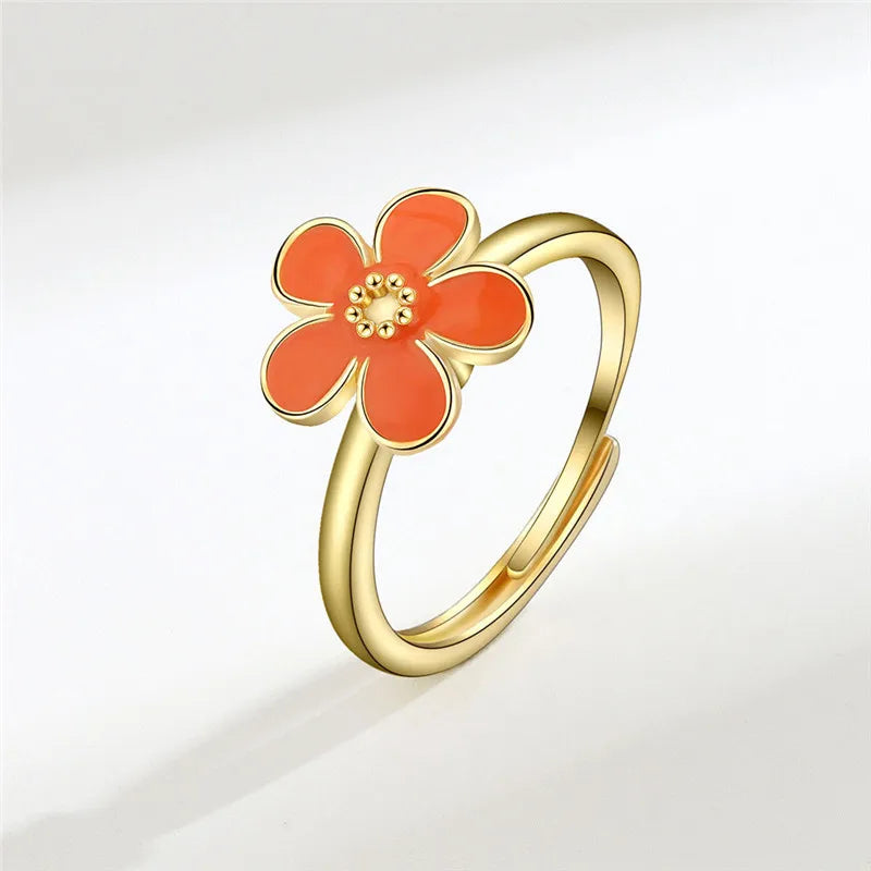 luckacco ethnic mandala flower finger rings for women girls rotating rose sun planet anxiety knuckle ring anti stress jewelry