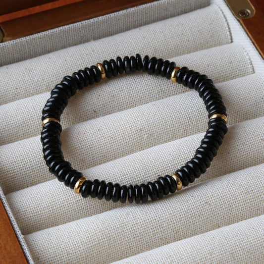 Luckacco Summer Cool Elastic Bracelet Color Beads Dopamine Girl Versatile Natural Stone Bead Trend 2024 New