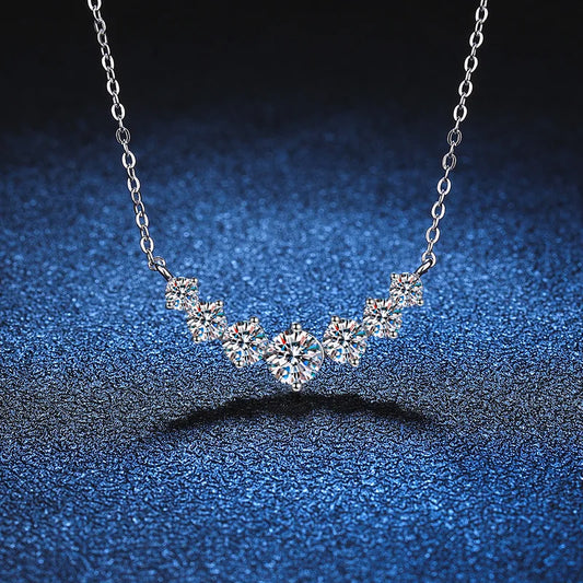 Luckacco Moissanite Necklace for Woman Wedding Fine Jewely with Certificates 925 Sterling Sliver Plated 18k White Gold Necklace