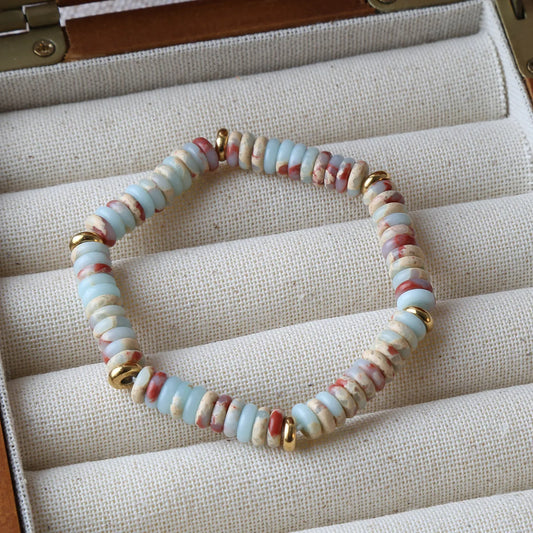 Luckacco Summer Cool Elastic Bracelet Color Beads Dopamine Girl Versatile Natural Stone Bead Trend 2024 New