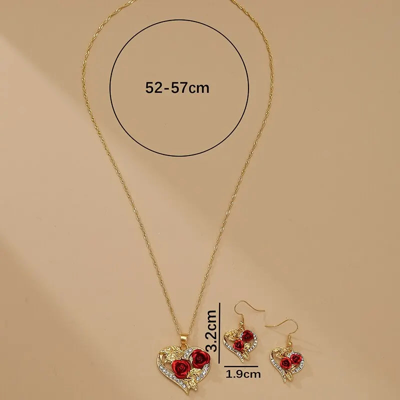 luckacco creative love rose heart pendant necklace for women exquisite zircon forever necklace romantic valentines day jewelry