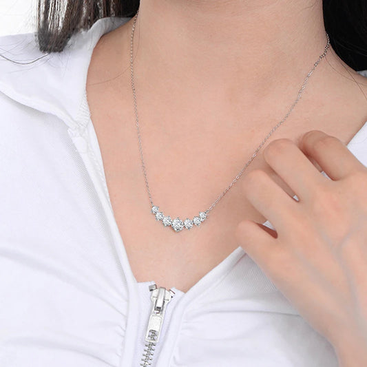 Luckacco U-Smile Moissanite Necklace D VVS1 for Women D Color Sparkling Lab Diamon Luxury Necklaces 925 Sterling Silver GRA Certified