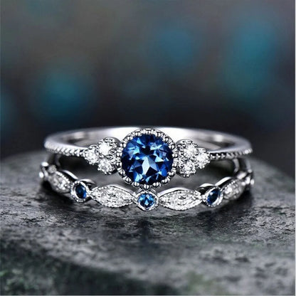 Luckacco 925 Sterling Silver Ring Set with Emerald Zircon Crystals for Women Engagement Wedding Glamour Jewelry Gifts