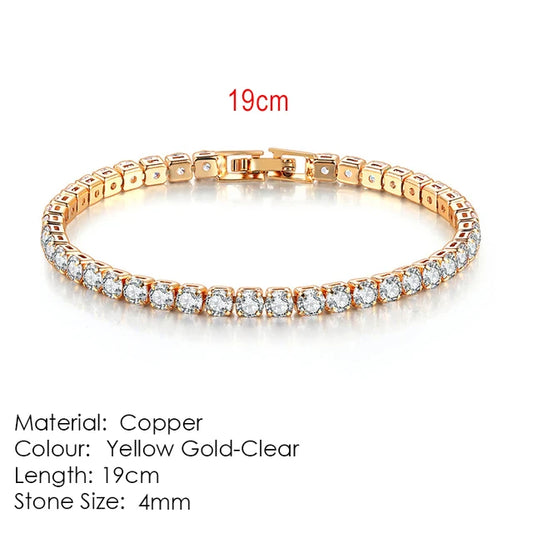Luckacco Fashion Multicolor Tennis Bracelet for Women 2.5/3/4/5mm Zirconia Charm Designer Tennis Chain Men Bracelet Wedding Jewelry KC128