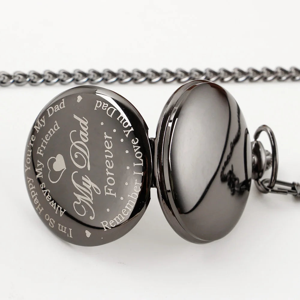 luckacco classic quartz pocket watch vintage round high quality steel necklace gift for dad