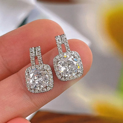 Luckacco 2024 New Luxury Princess Silver Color Korean Earrings for Women Anniversary Gift Jewelry  E6872