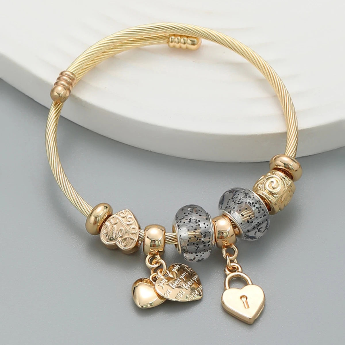 luckacco fashion multi element stainless steel circle panjiadora beaded love bracelet suitable for women's dating, daily holiday gifts