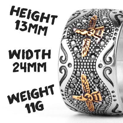 Luckacco Ancient Historical Persia Zarathustra Stainless Steel Men Rings Luxury Punk HipHop for Biker Jewelry Creativity Gift