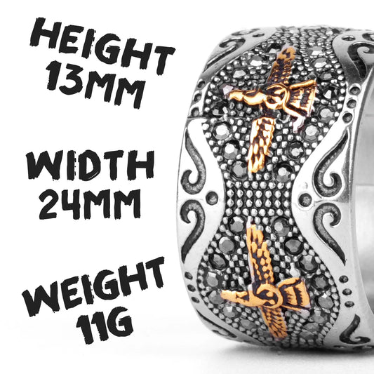 Luckacco Ancient Historical Persia Zarathustra Stainless Steel Men Rings Luxury Punk HipHop for Biker Jewelry Creativity Gift