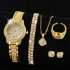 Luckacco Luxury Women Gold Watch Fashion Ladies Quartz Diamond Wristwatch Elegant Female Bracelet Watches Set Reloj Mujer