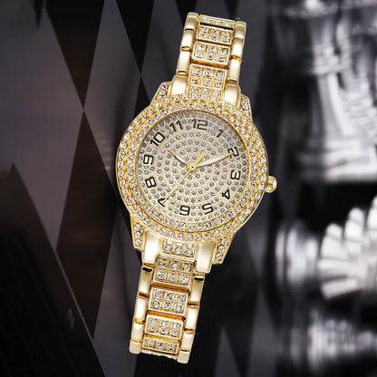 Luckacco Luxury Women Gold Watch Fashion Ladies Quartz Diamond Wristwatch Elegant Female Bracelet Watches Set Reloj Mujer