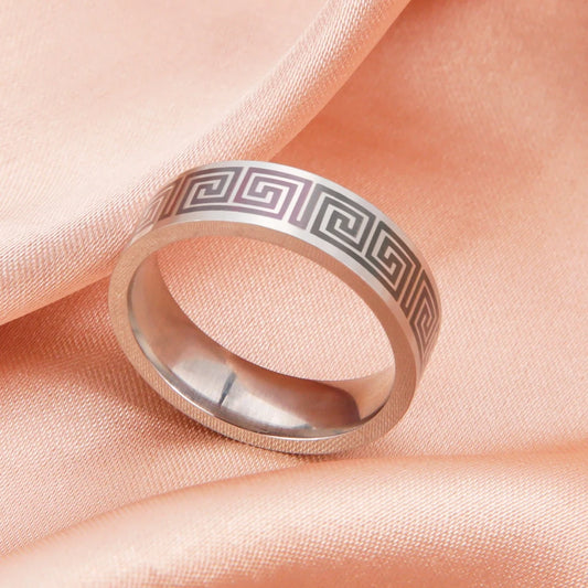 Luckacco Kkjoy Stainless Steel Anneaux Geometric pattern Rings for Women Men jewelry Wide Anillos Birthday Party Textured Travel gifts