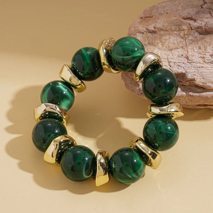 Luckacco 7 Styles Trendy Splicing Acrylic Round Beads Bracelets Bohemian Thick Irregular Resin Elastic Bangles Retro Jewelry for Women F