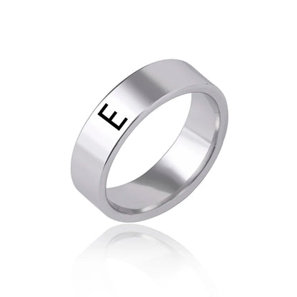 Luckacco Fashion 26 English Initial Letter Ring Stainless Steel Engraved Name Rings For Women Birthday Gifts