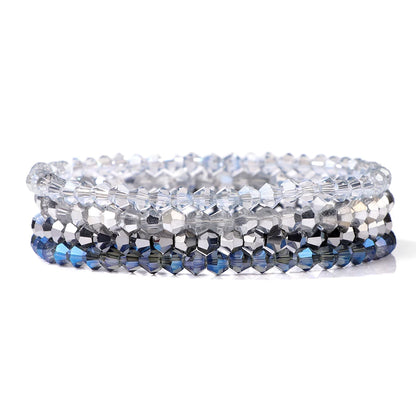 Luckacco 4Pcs/set Shinning Crystal Beads Elastic Bracelet Bohemian Faceted Colorful Crystal Glass Beaded Bracelet Bangles Set For Women