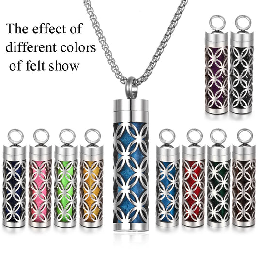 Luckacco Long Strip Stainless Steel Aromatherapy Necklace Perfume Diffuser Essential Oil Diffuser Pendant Necklace Jewelry Accessories
