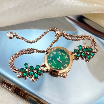 Luckacco Live burst new diamond set flowers color diamond simple fashion pull bracelet watch women's watch