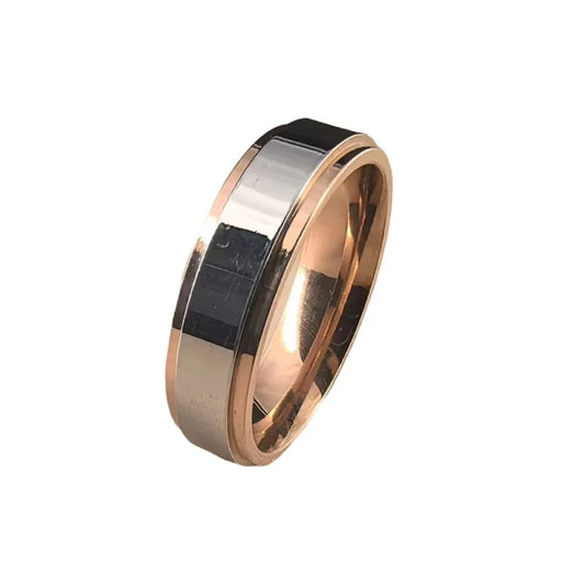 Luckacco 6MM Fashion Polished Rose Gold Titamium Steel Rings High Quality Simple Women Wedding Band Jewelry Party Accessories For Gift