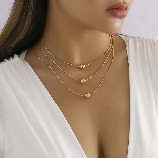 Luckacco Multi-Layer White Imitation Pearl Necklace Bead  Chain Punk Ladies Wedding Short Clavicle Necklac Girl Charm Banquet Jewelry