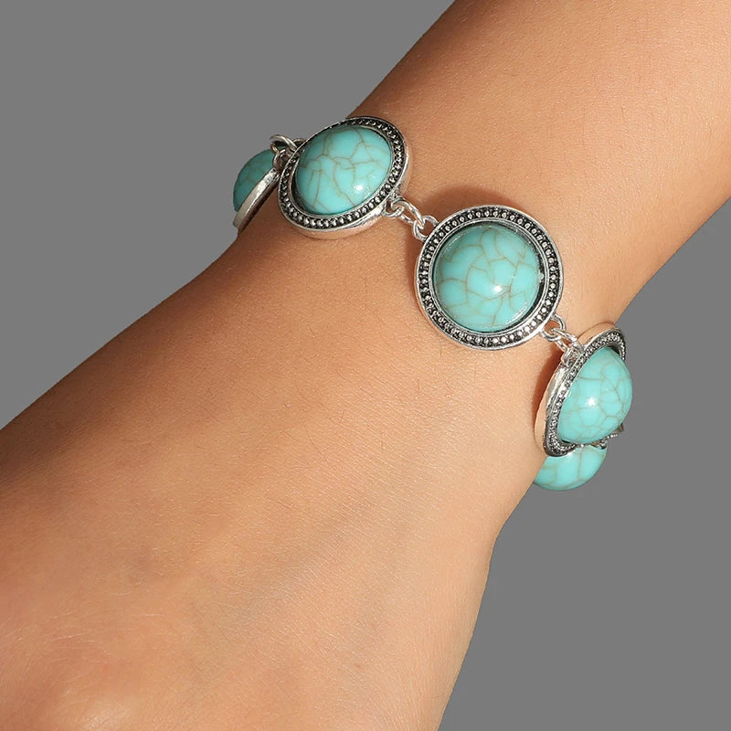 luckacco fashion boho vintage round pearl bracelets bangles for women blue red black bead vintage bohemian adjustable bracelet jewelry