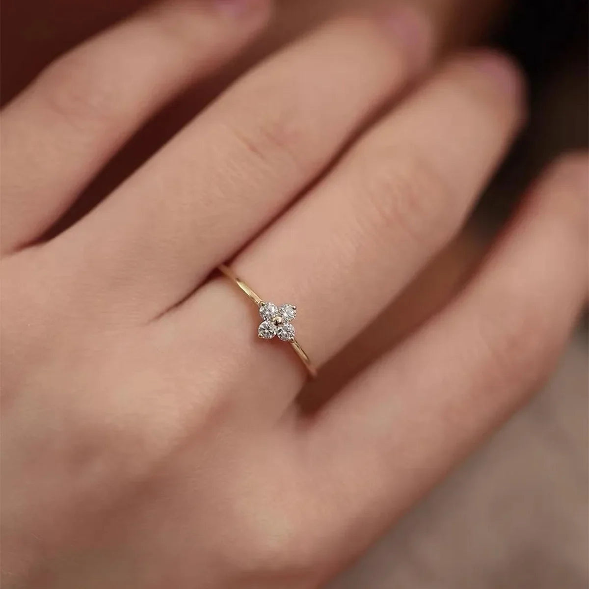 luckacco fashion new flower stainless steel ring for women personalized exquisite crystal ring jewelry accessories exquisite gift jewelry