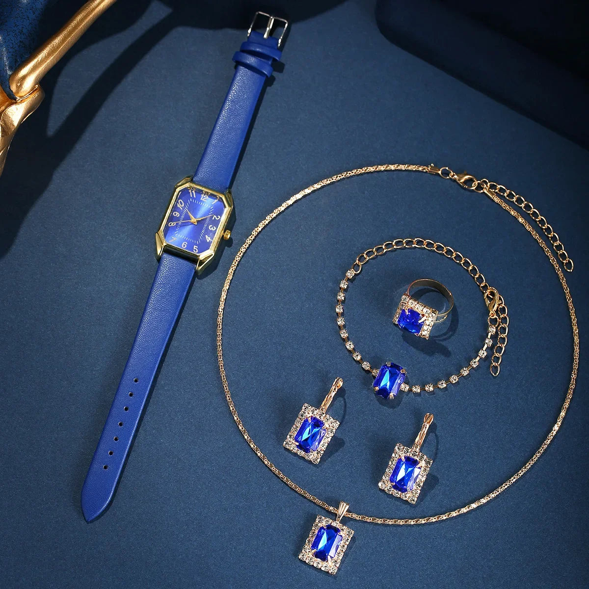 luckacco 6/5/1pcs luxury fashion square women's watches brand ladies quartz wristwatch jewelry set classic simple femme relogio feminino