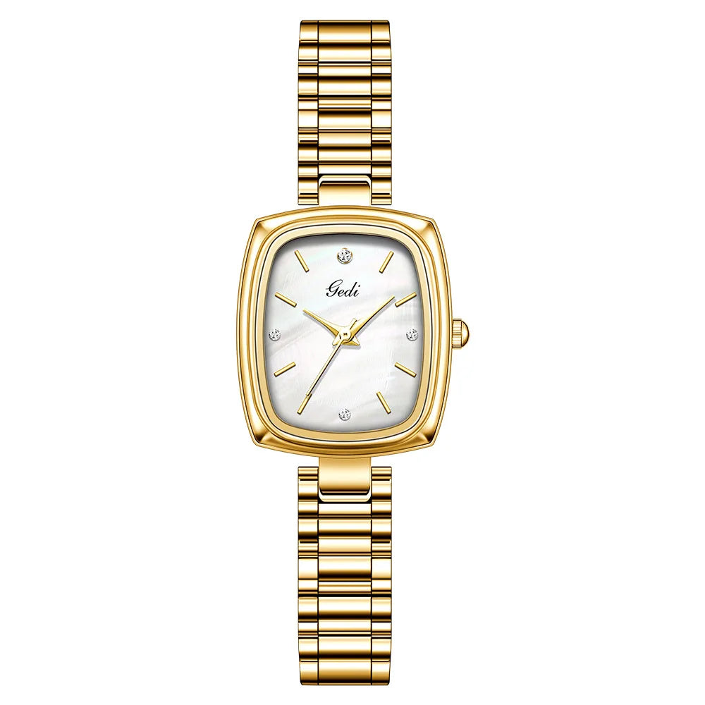 luckacco brand light luxury watch women retro tv watch beimu dial gold waterproof simple female fashion quartz clock bracelet watches