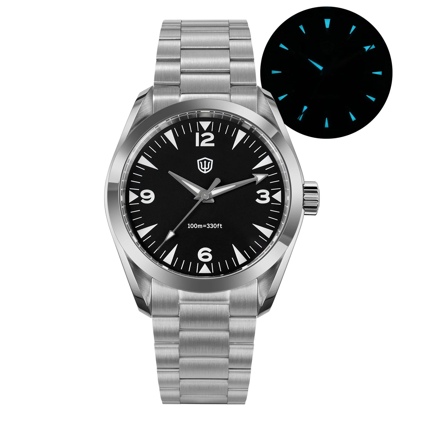 luckacco watchdives wd0006b watch vh31 sweep second movement domed sapphire crystal bgw9 luminous 10bar waterproof 38mm vintage watches