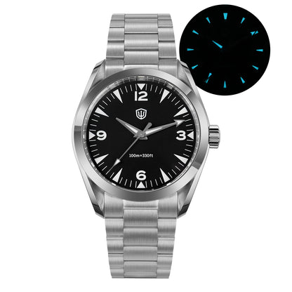 Luckacco Watchdives WD0006B Watch VH31 Sweep Second Movement Domed Sapphire Crystal BGW9 Luminous 10Bar Waterproof 38mm Vintage Watches