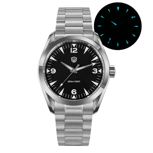 Luckacco Watchdives WD0006B Watch VH31 Sweep Second Movement Domed Sapphire Crystal BGW9 Luminous 10Bar Waterproof 38mm Vintage Watches