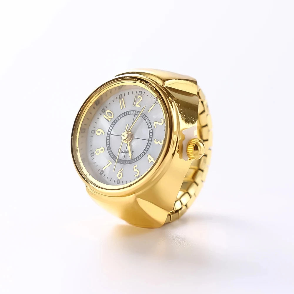 luckacco steel fun new roman quartz finger watch rings vintage punk mini elastic strap alloy watches couple rings jewelry clock women men