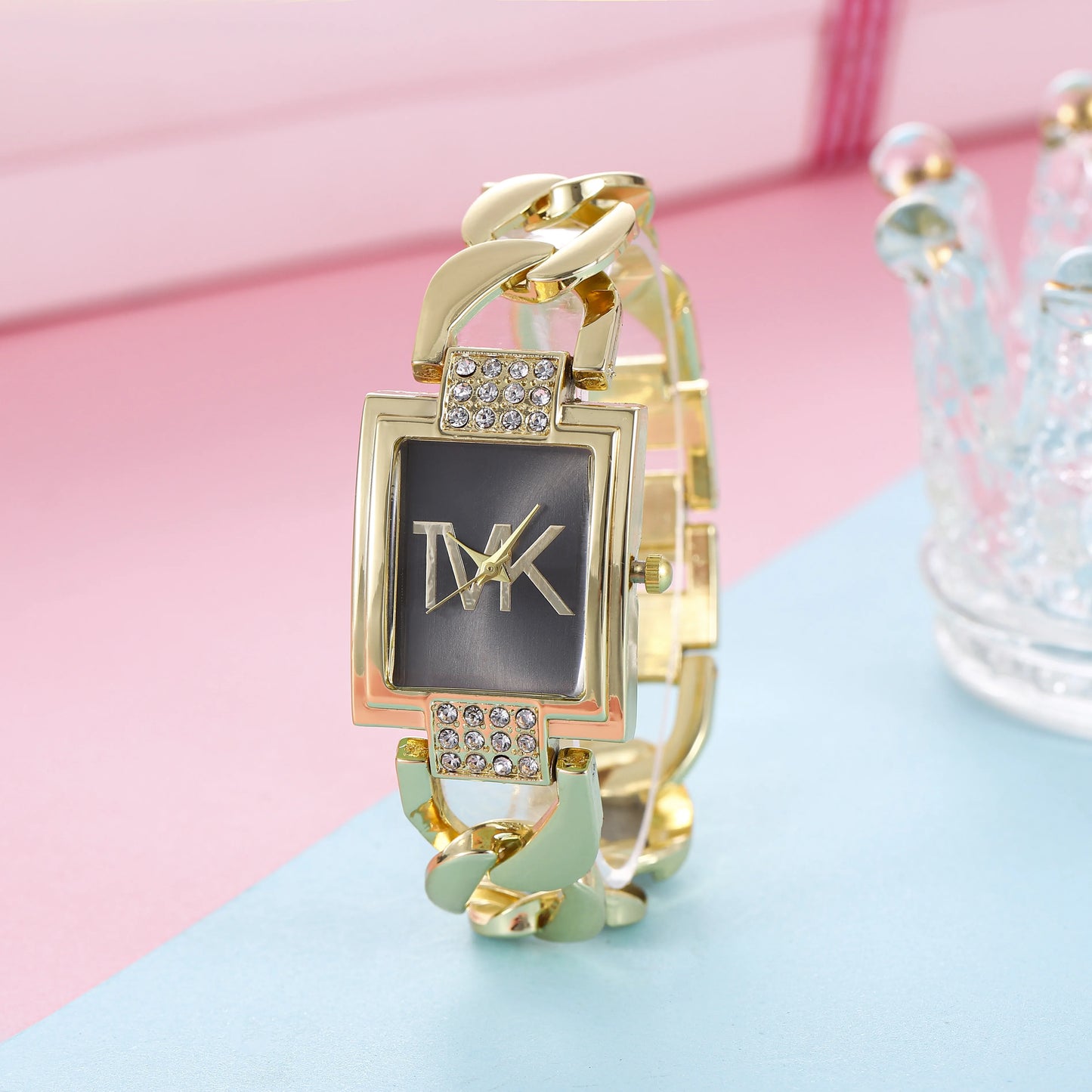 luckacco luxury brand women's watch fashion elegant style metal strap square trendy quartz watch for women woman's wristwatch clock