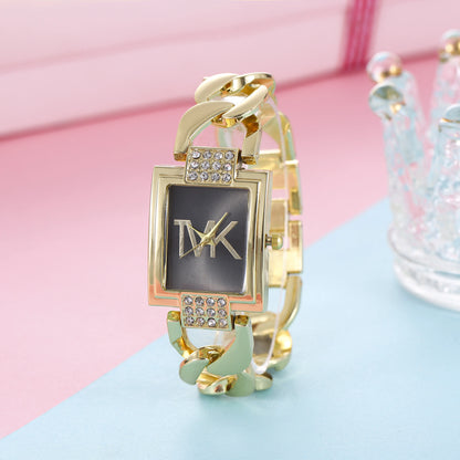 Luckacco Luxury Brand Women's Watch Fashion Elegant Style Metal Strap Square Trendy Quartz Watch for Women Woman's Wristwatch Clock