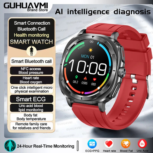 Luckacco 2025 New High-End Health Care Watch 7 Ultra Smart Watch Men ECG+PPG Uric Acid Blood lipids Body analysis BT Call NFC Smartwatchs