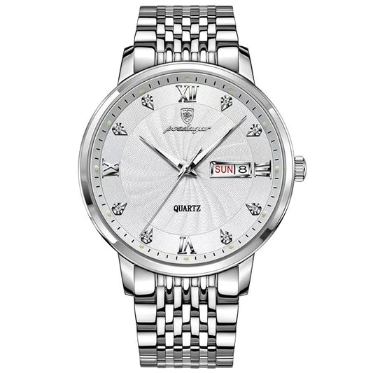 Luckacco POEDAGAR Luxury Brand Man Watch Waterproof Luminous Date Week Men's Quartz Wristwatch Stainless Steel Fashion Sports Men Watches