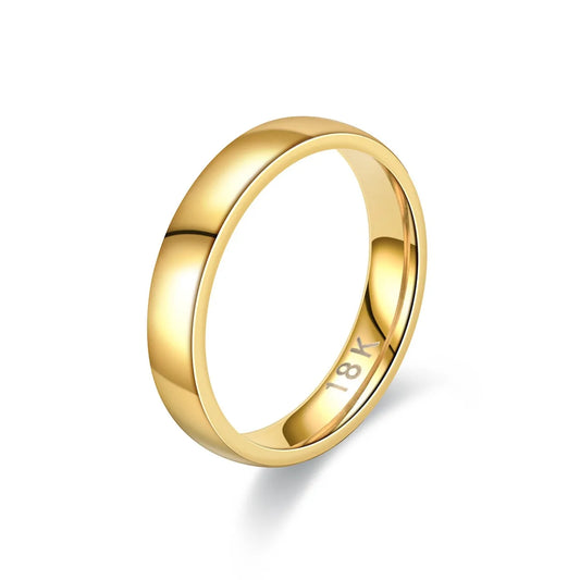 Luckacco 4mm 18K Gold-Plated Stainless Steel Ring Silver Color Anillos Mujer Couple Wedding Ring Bague Femme Acier Inoxydable Bague