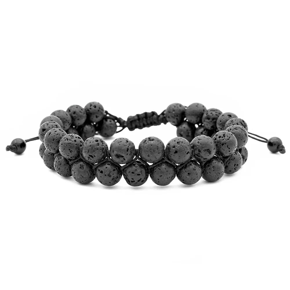 luckacco fashion men tiger eye natutal stone beaded braided bracelet bangles handmade double layer lapis lazuli bracelets hommes