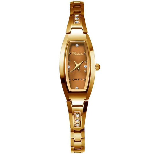 Luckacco Small Ladies Wristwatches Golden Retro Watch for Women Vintage Steel Bracelet Watch Black Quartz Wristwatches Reloj Mujer