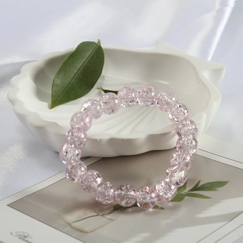 luckacco shinning crystal beads elastic bracelet korean style colorful crystal glass beaded bracelet bangles for women