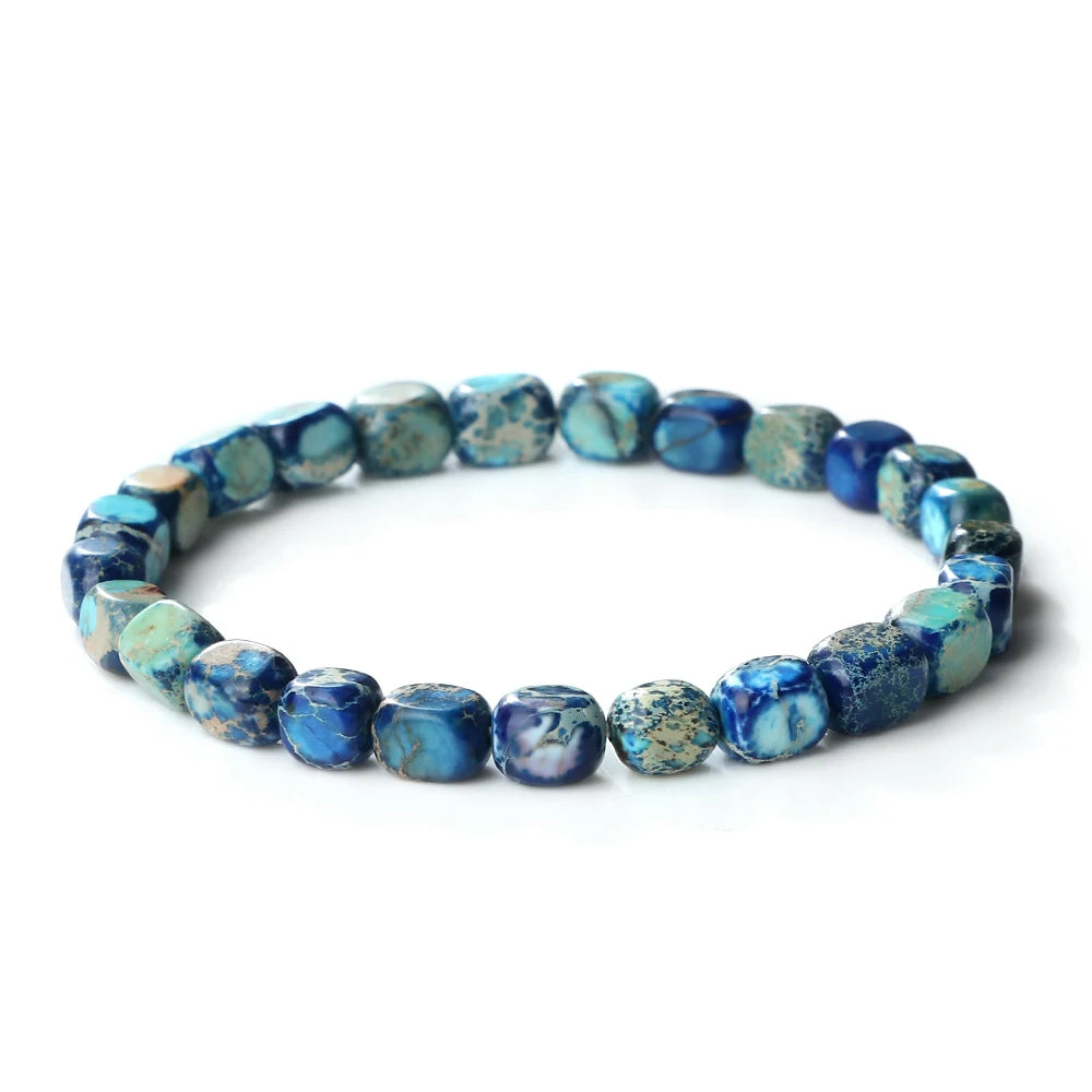 luckacco bohemian natural stone beaded bracelets colorful emperor stone elastic bangle women men couple friendship handmade jewelry gifts
