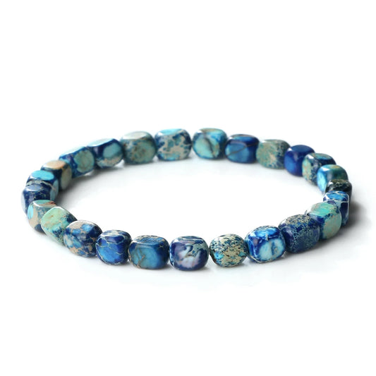 Luckacco Bohemian Natural Stone Beaded Bracelets Colorful Emperor Stone Elastic Bangle Women Men Couple Friendship Handmade Jewelry Gifts