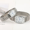 Luckacco Vintage Couple Business Women Men Watch Elastic Gold Sliver Quartz Wristwatch Tide Lovers Bracelet Watches Party Office Gifts