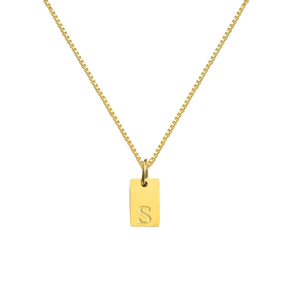 luckacco initial necklace letter pendant chamrs stainless steel necklace jewelry women's necklace box chain choker woman trend 2025 gift