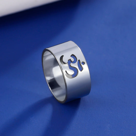 Luckacco Lemegeton Buddhist Indian Yoga Om Women's Logo Ring Men's Charm Stainless Steel Ultra Natural Jewelry Party Gift