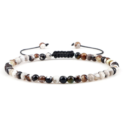 Luckacco Fashion Women Bracelets Natural Agates Onyx Stone Minimalist 4mm Beads Bracelet Handmade Girls Vacation Jewelry Best Friend Gift