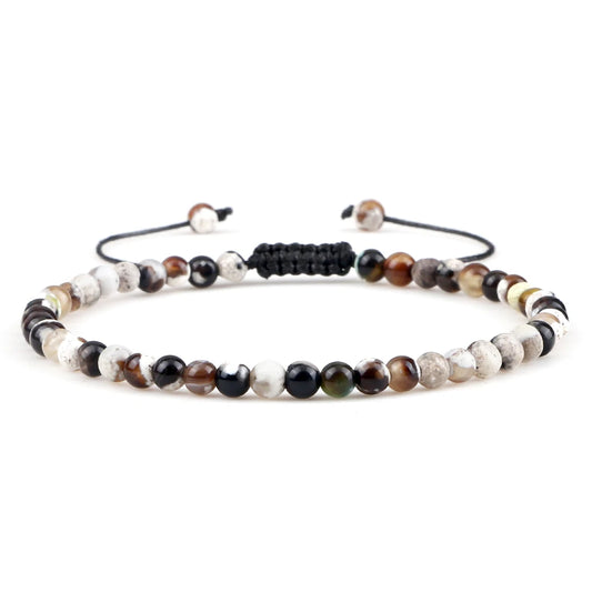 Luckacco Fashion Women Bracelets Natural Agates Onyx Stone Minimalist 4mm Beads Bracelet Handmade Girls Vacation Jewelry Best Friend Gift