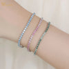 Luckacco Wong Rain 925 Sterling Silver 3EX Colorful 3 MM Real Moissanite Diamonds Gemstone Tennis Chain Bracelets Bangle Fine Jewelry