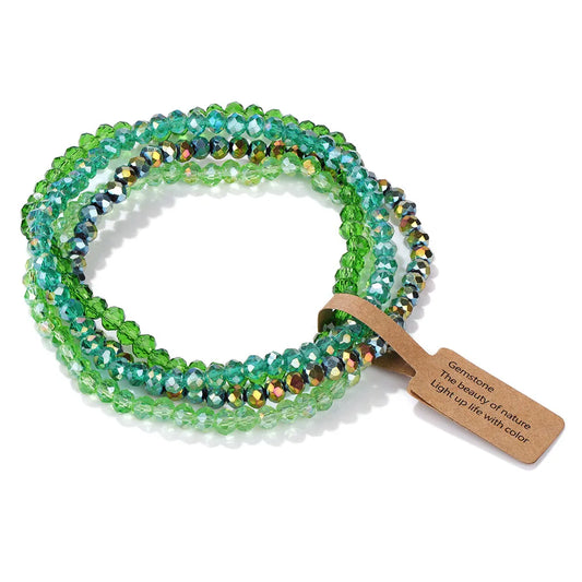 Luckacco Handmade Women Crystal Beaded Bracelet Set 3x4mm Round Glass Beads Stretch Bracelets Female Girls Boho Bangles Jewelry Gift